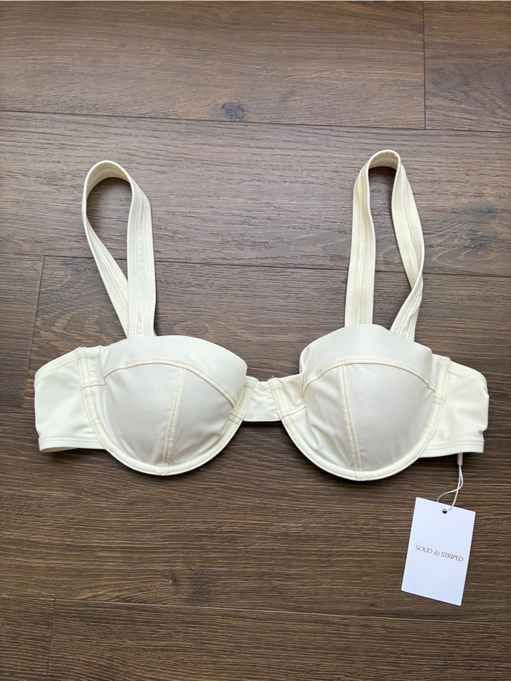 NWT Underwire Bustier Bikini Top Cream — Structured Support - Solid & Striped